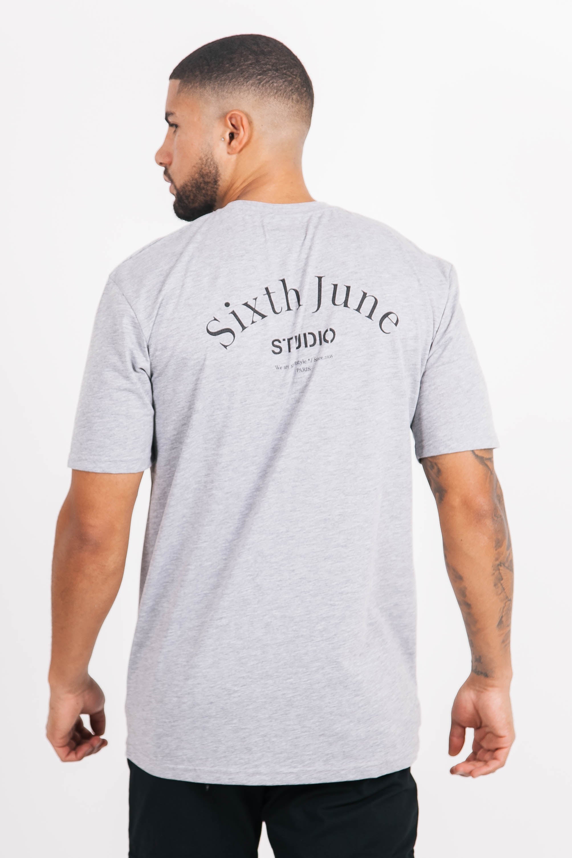 Sixth June - T-shirt studio imprimé gris