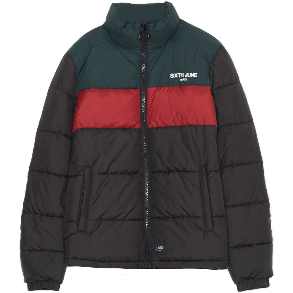 Sixth June - Doudoune tricolore logo noire rouge vert
