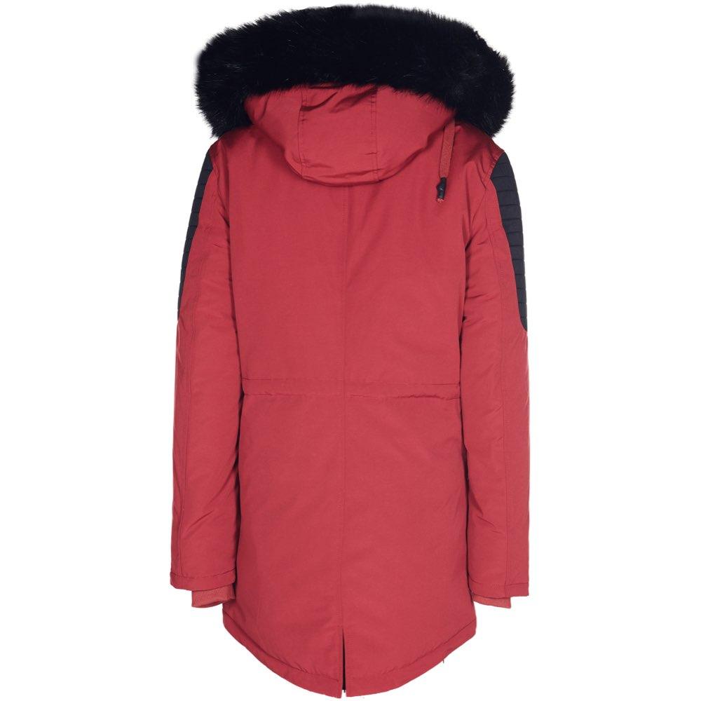 Rot-schwarzer Biker-Parka aus Fell