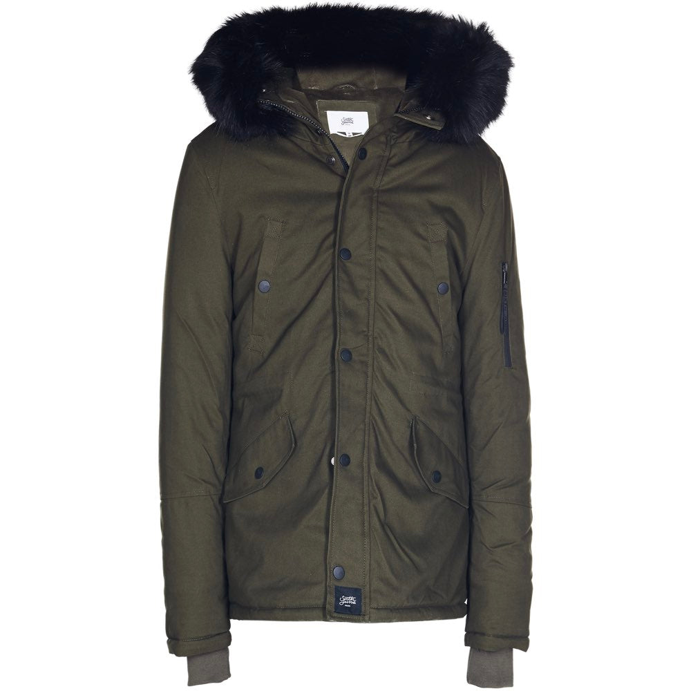 Sixth June - Parka courte doublure fourrure kaki noir