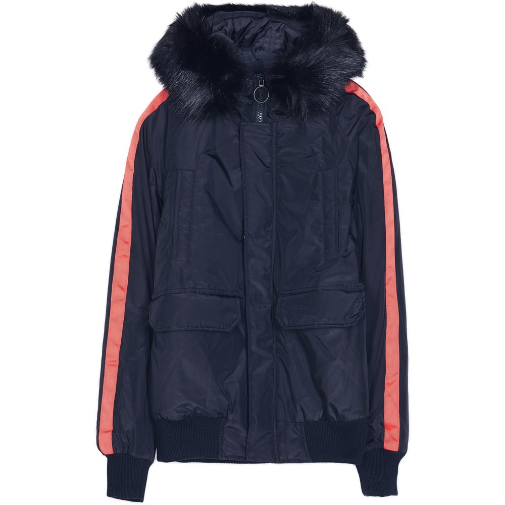 Sixth June - Blouson bandes fourrure noir rouge