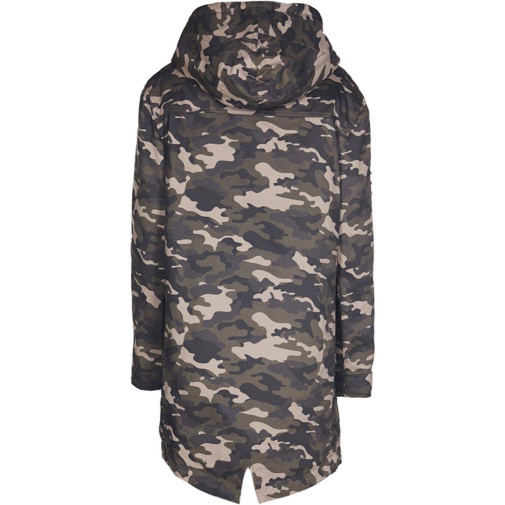 Camouflage-Parka mit grünen Aufnähern