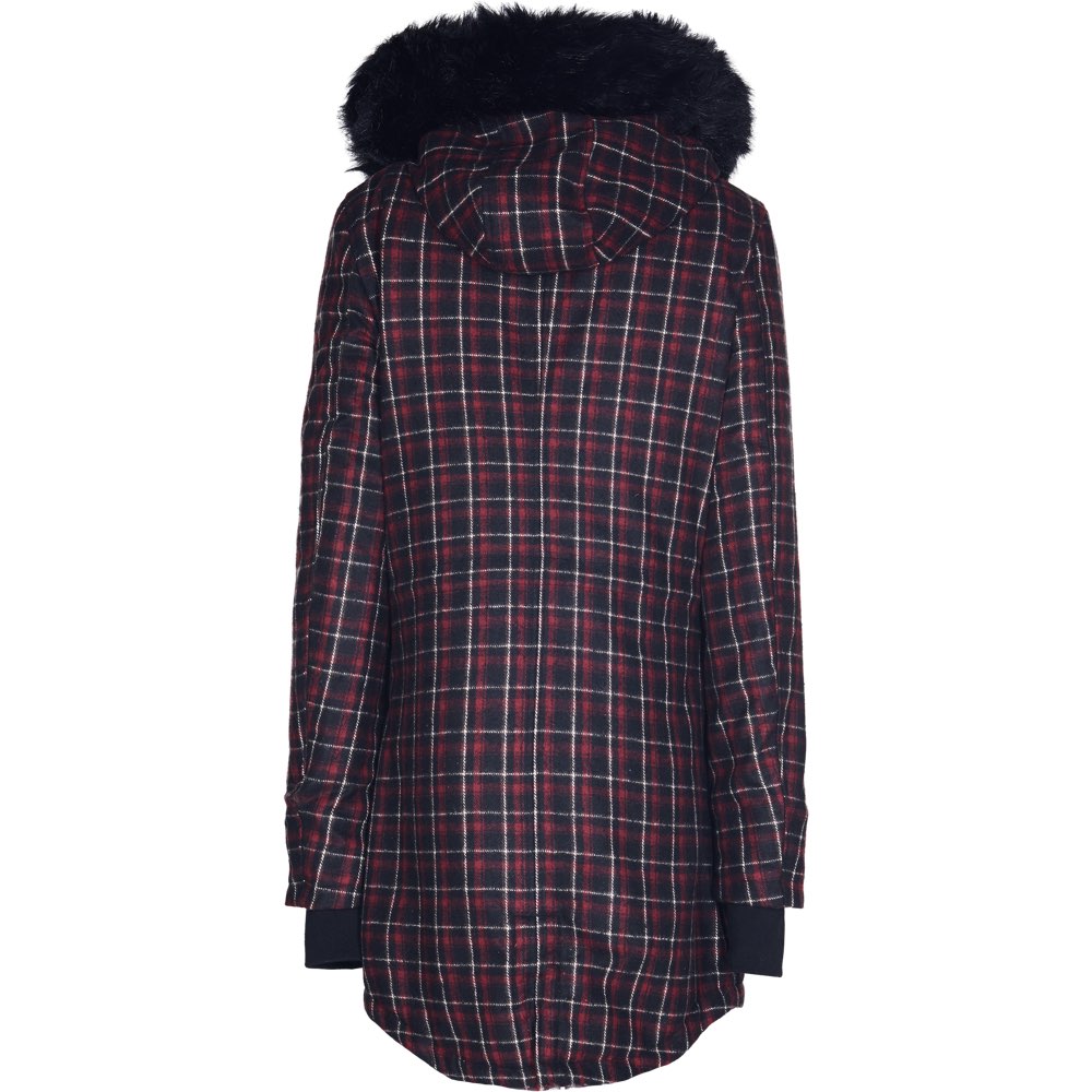 Sixth June - Parka tartan fourrure rouge noir