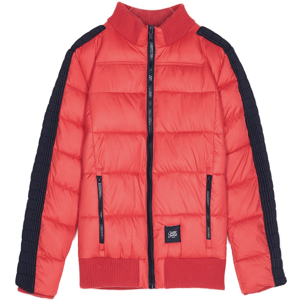 Sixth June - Doudoune courte bandes reliefs rouge noir