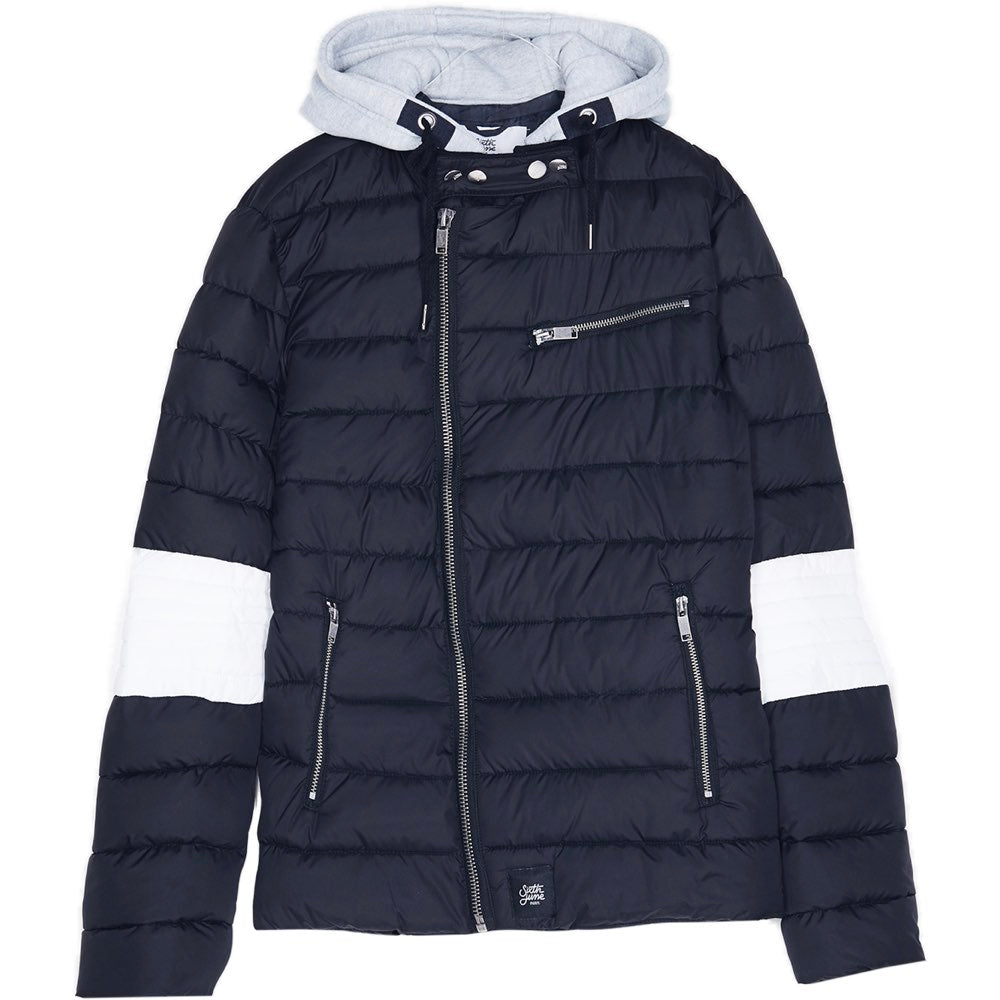 Sixth June - Doudoune courte capuche noir blanc