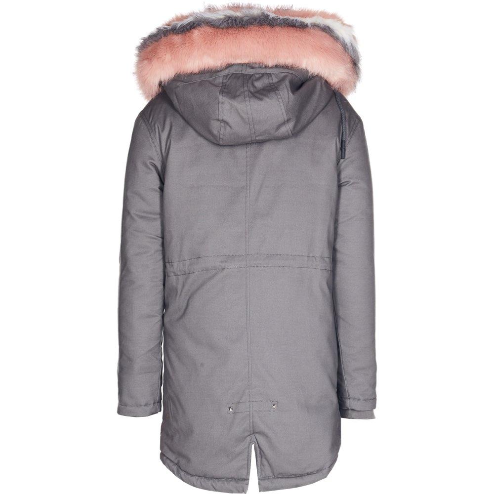 Parka doublure fourrure gris rose