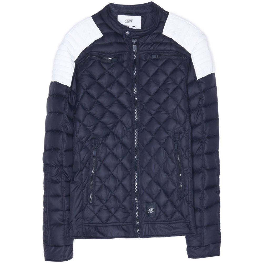 Sixth June - Blouson matelassé ajusté biker noir blanc