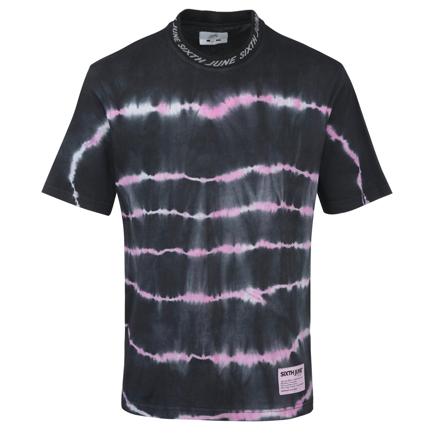 Sixth June - T-shirt tie and dye col côtelé noir