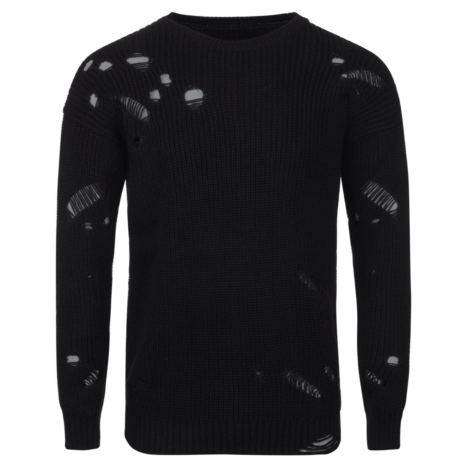 Sixth June - Pull en maille troué effiloché noir