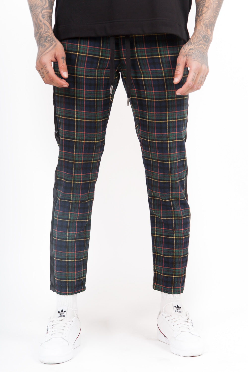 Sixth June - Pantalon tartan bandes vert bleu