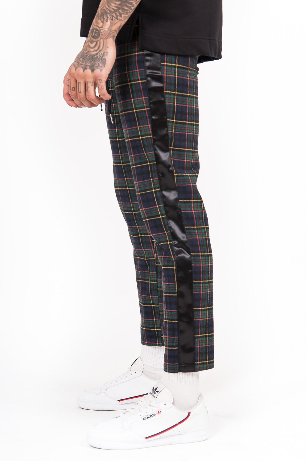 Sixth June - Pantalon tartan bandes vert bleu