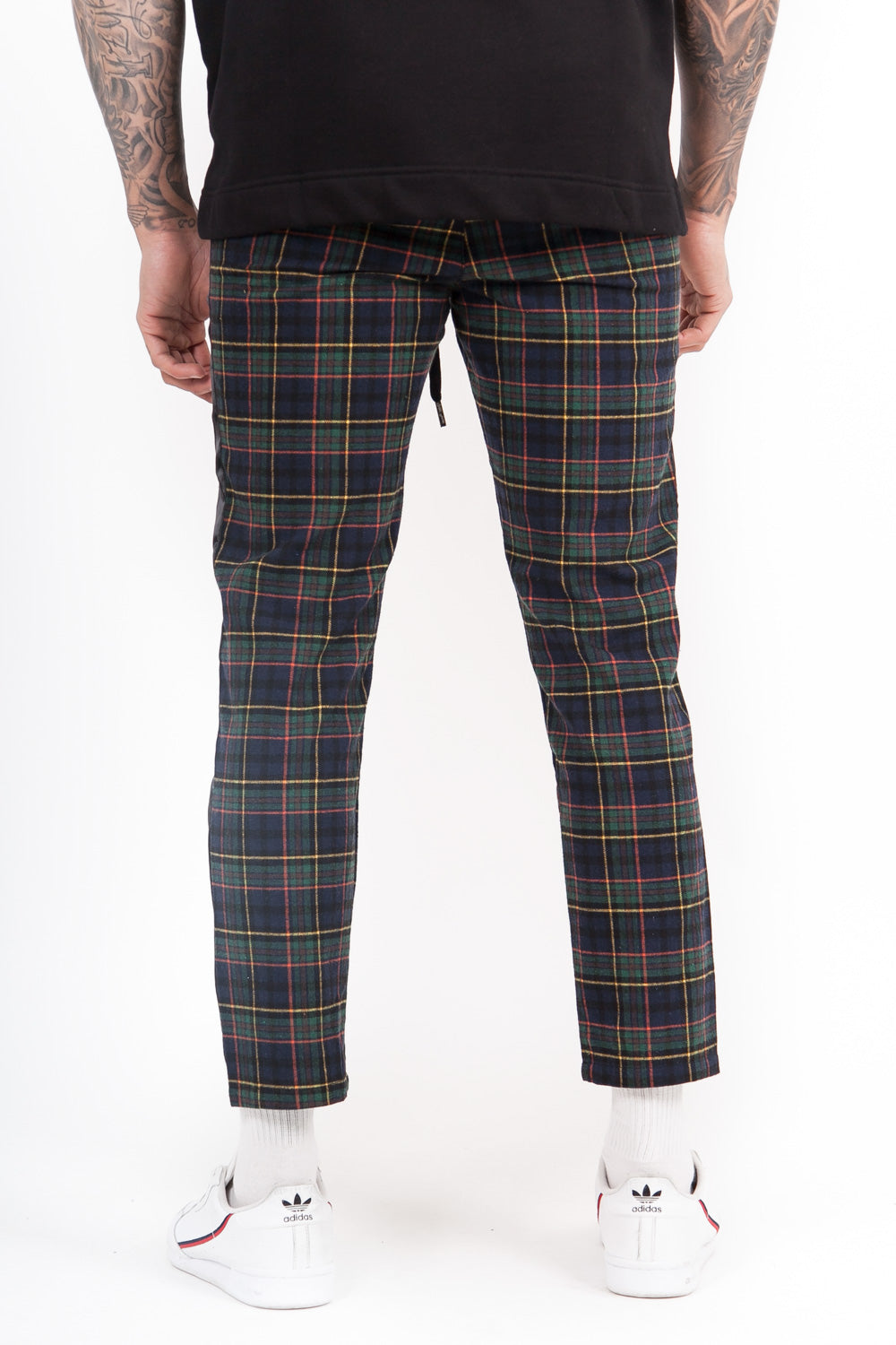 Sixth June - Pantalon tartan bandes vert bleu