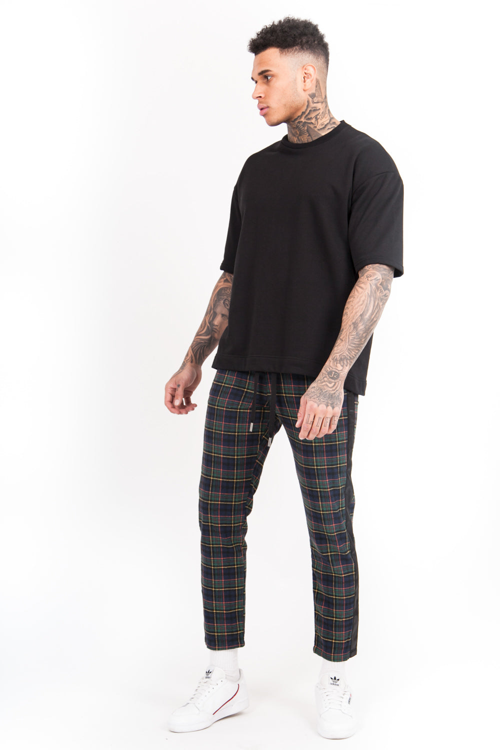 Sixth June - Pantalon tartan bandes vert bleu