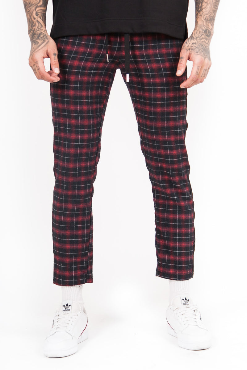 Sixth June - Pantalon tartan bandes noir rouge