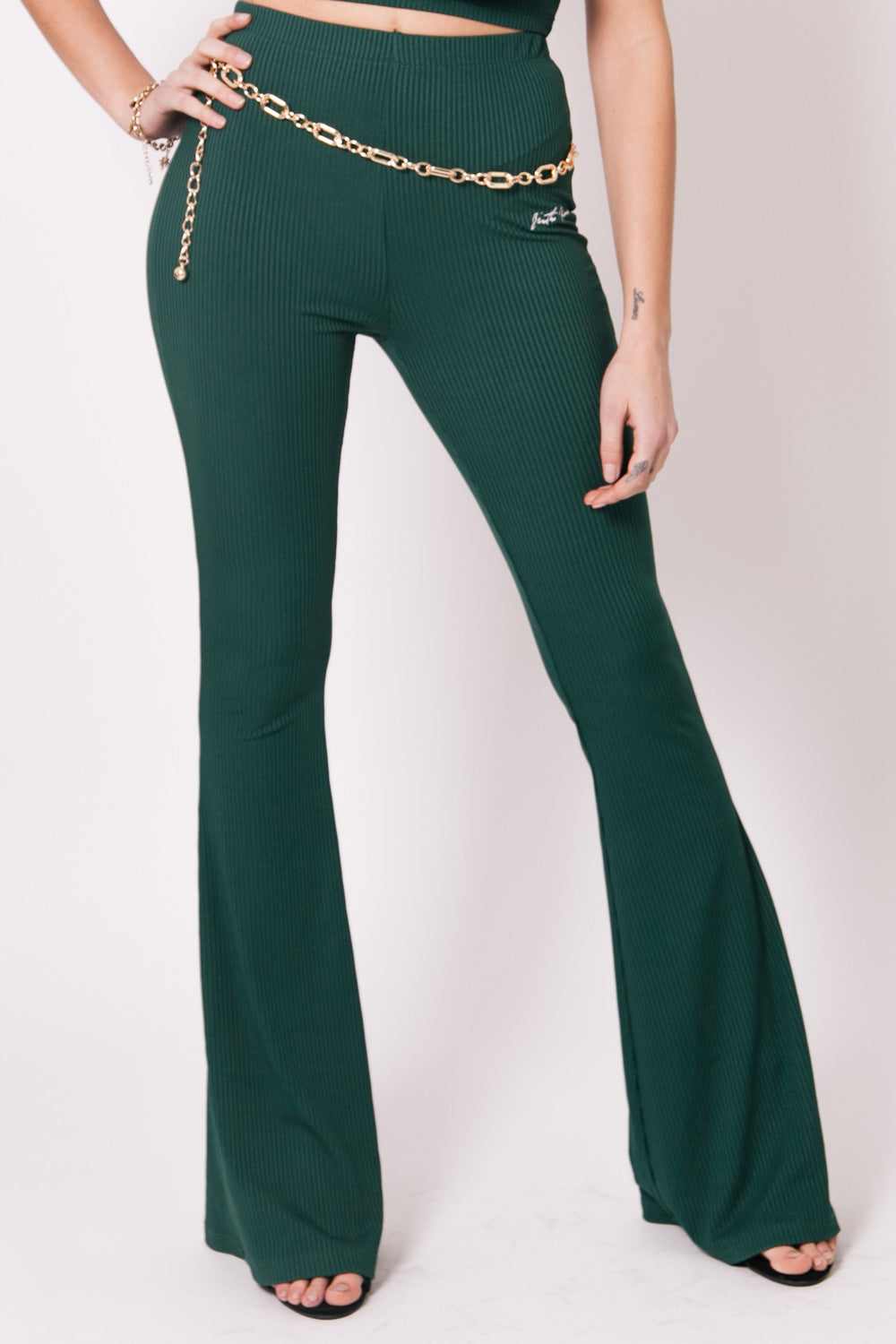 Sixth June - Pantalon flare logo signature vert