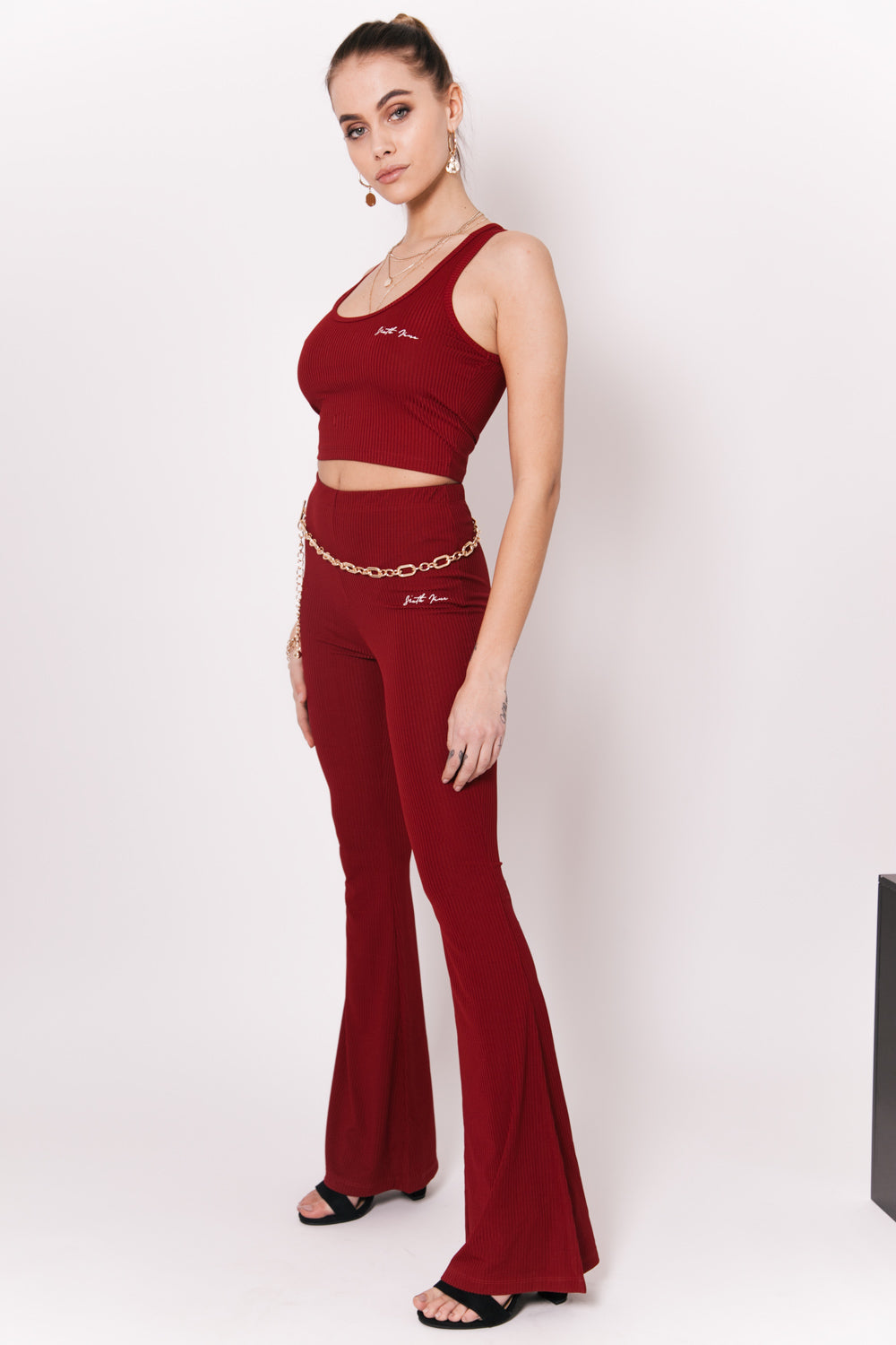 Sixth June - Pantalon flare logo signature rouge