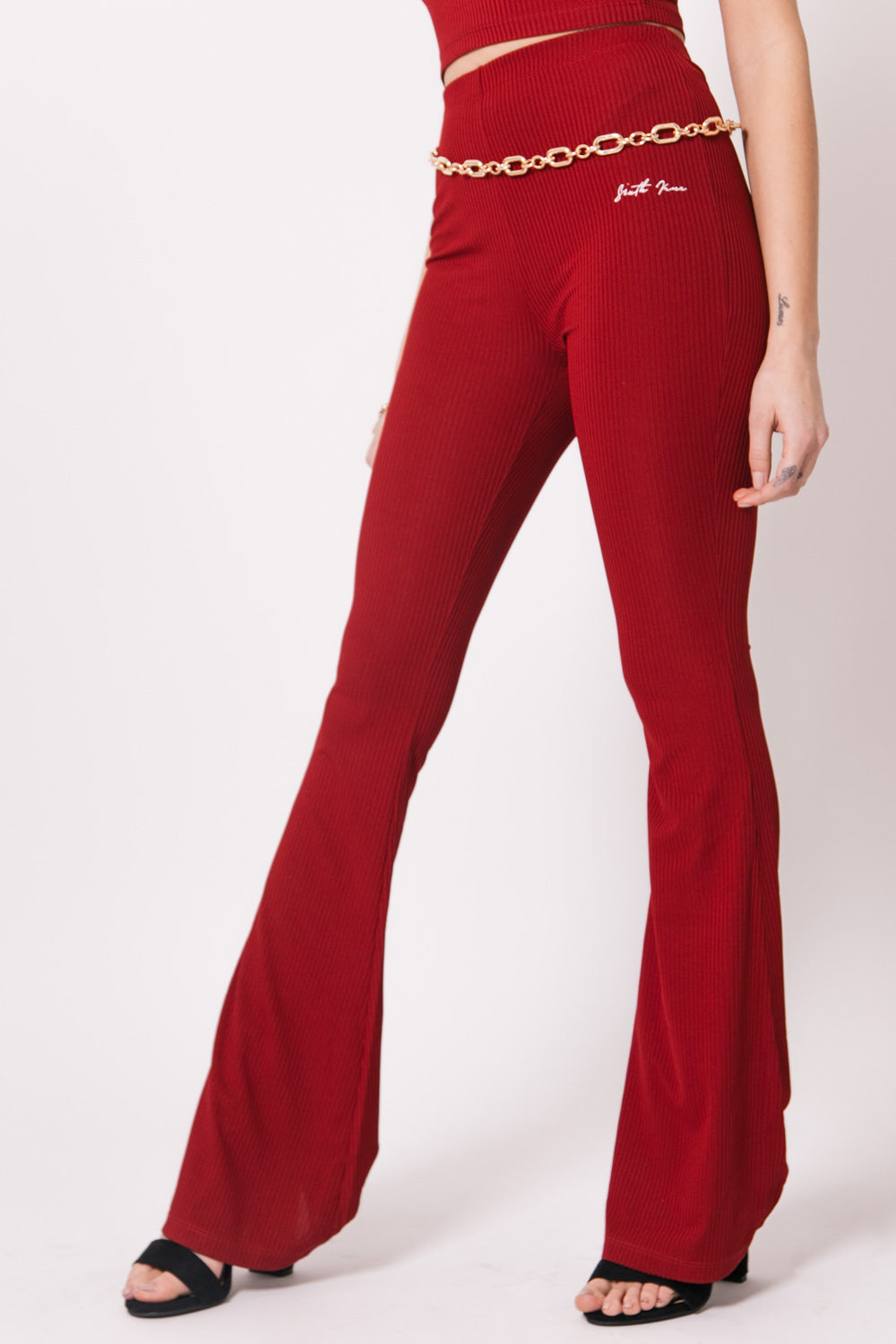 Sixth June - Pantalon flare logo signature rouge