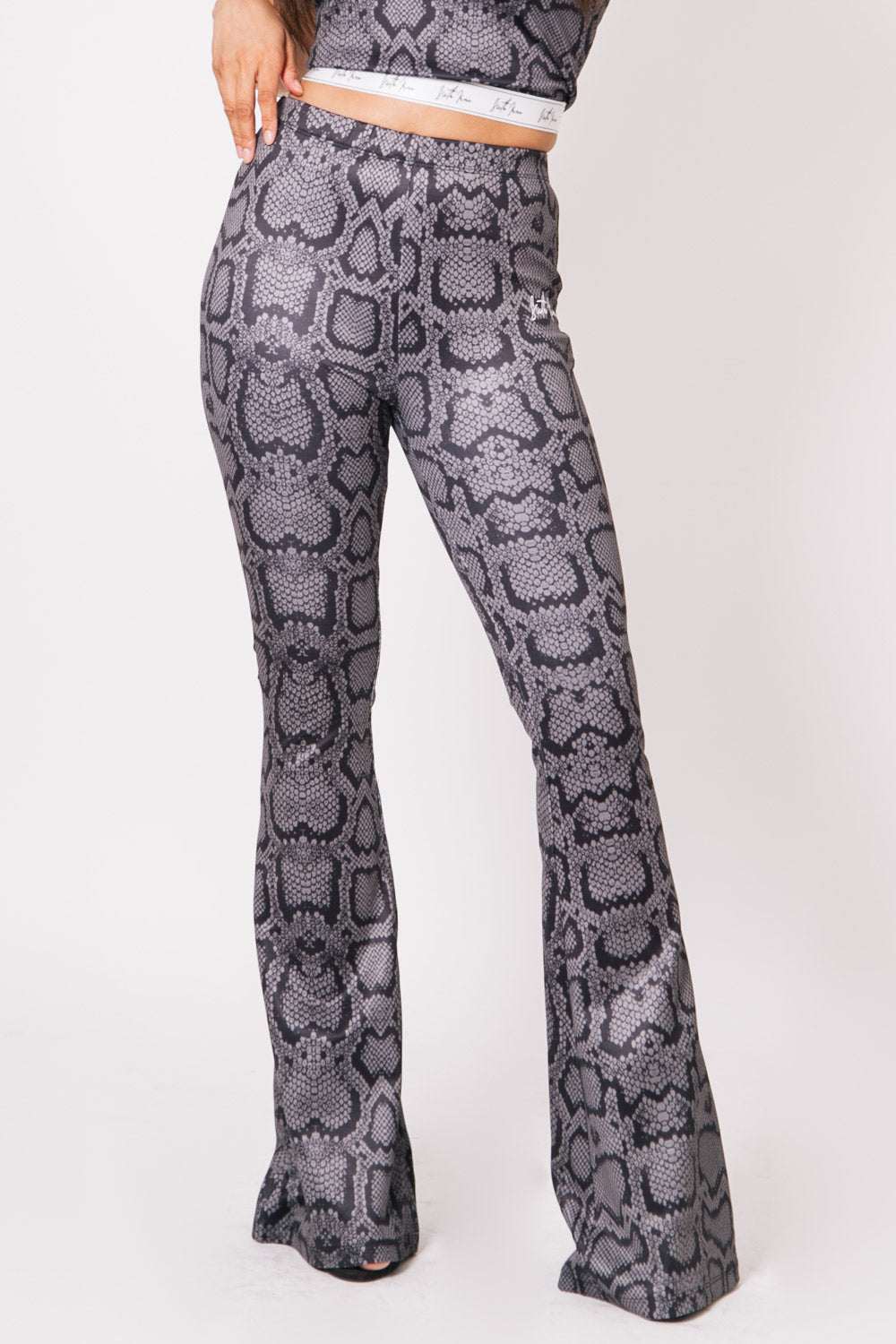 Sixth June - Pantalon flare logo python signature gris