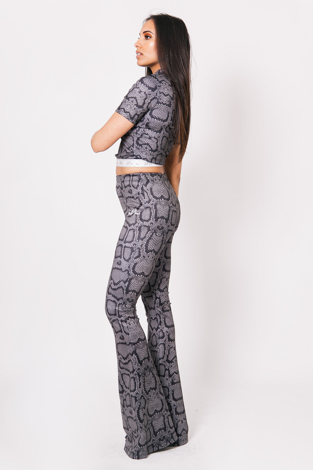 Sixth June - Pantalon flare logo python signature gris