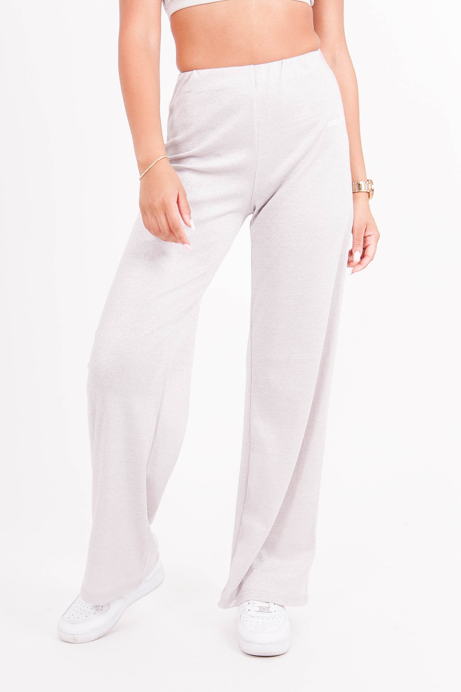 Sixth June - Pantalon scintillant évasé Gris clair