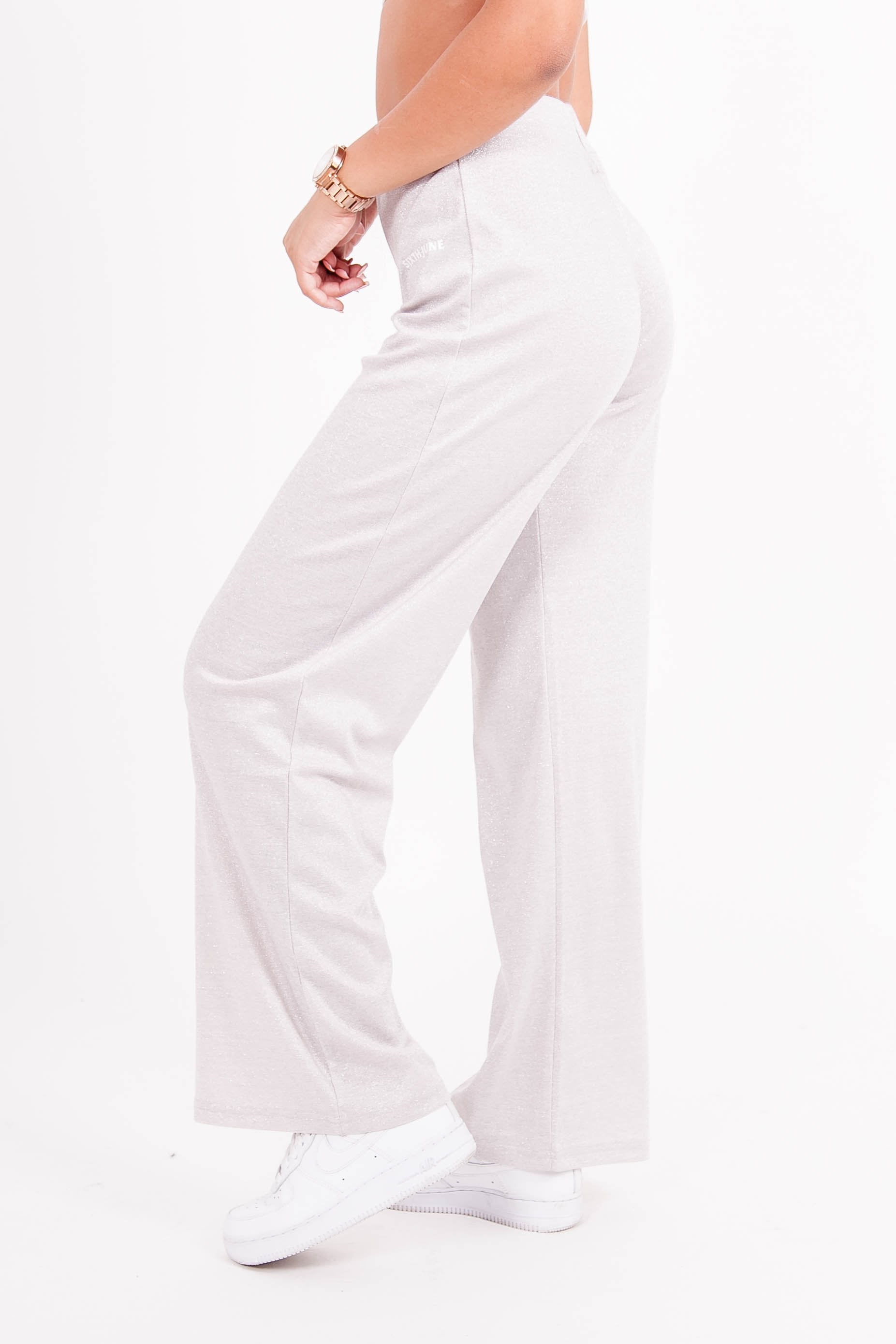 Sixth June - Pantalon scintillant évasé Gris clair