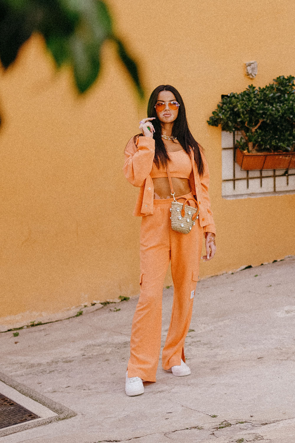 Sixth June - Pantalon droit gaufré Orange