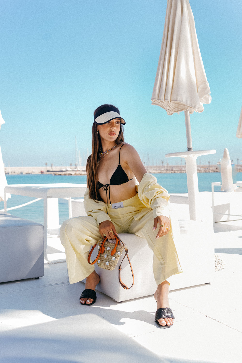 Sixth June - Pantalon jambes larges logo Jaune