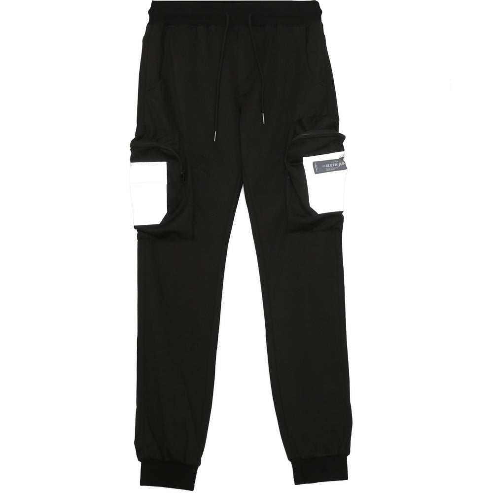 Sixth June - Pantalon jogging cargo réfléchissant noir