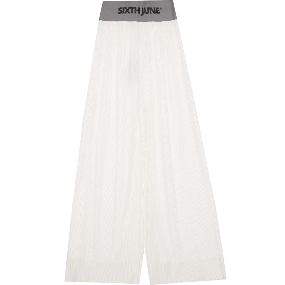 Sixth June - Pantalon large ceinture logo blanc