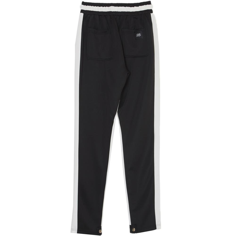 tricolor black red joggers white
