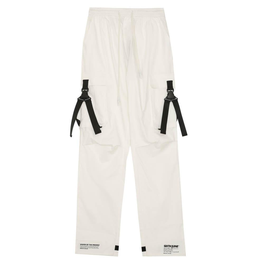 Sixth June - Pantalon cargo sangles Blanc cassé