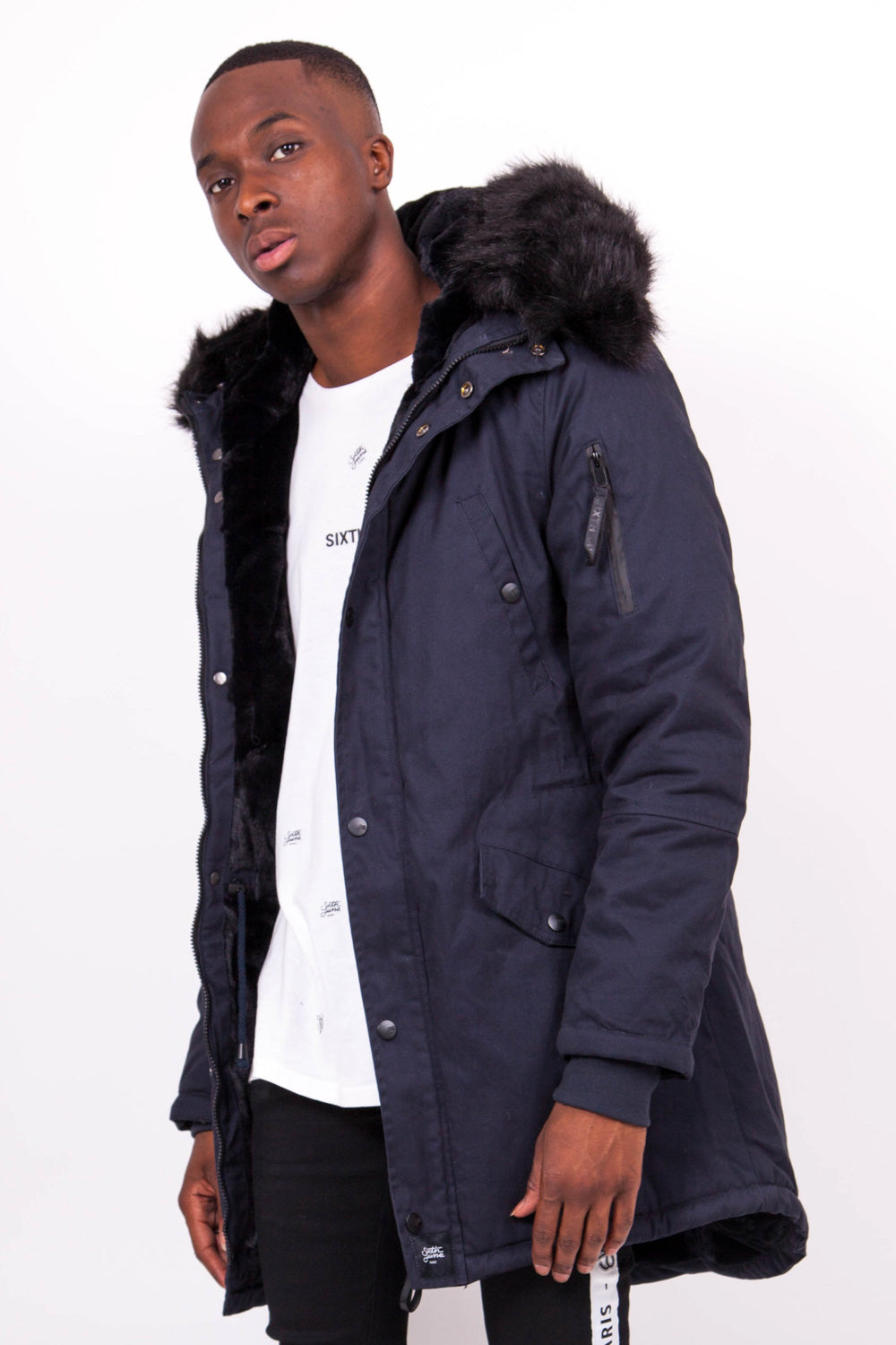 Sixth June - Parka doublure fourrure bleu marine noir