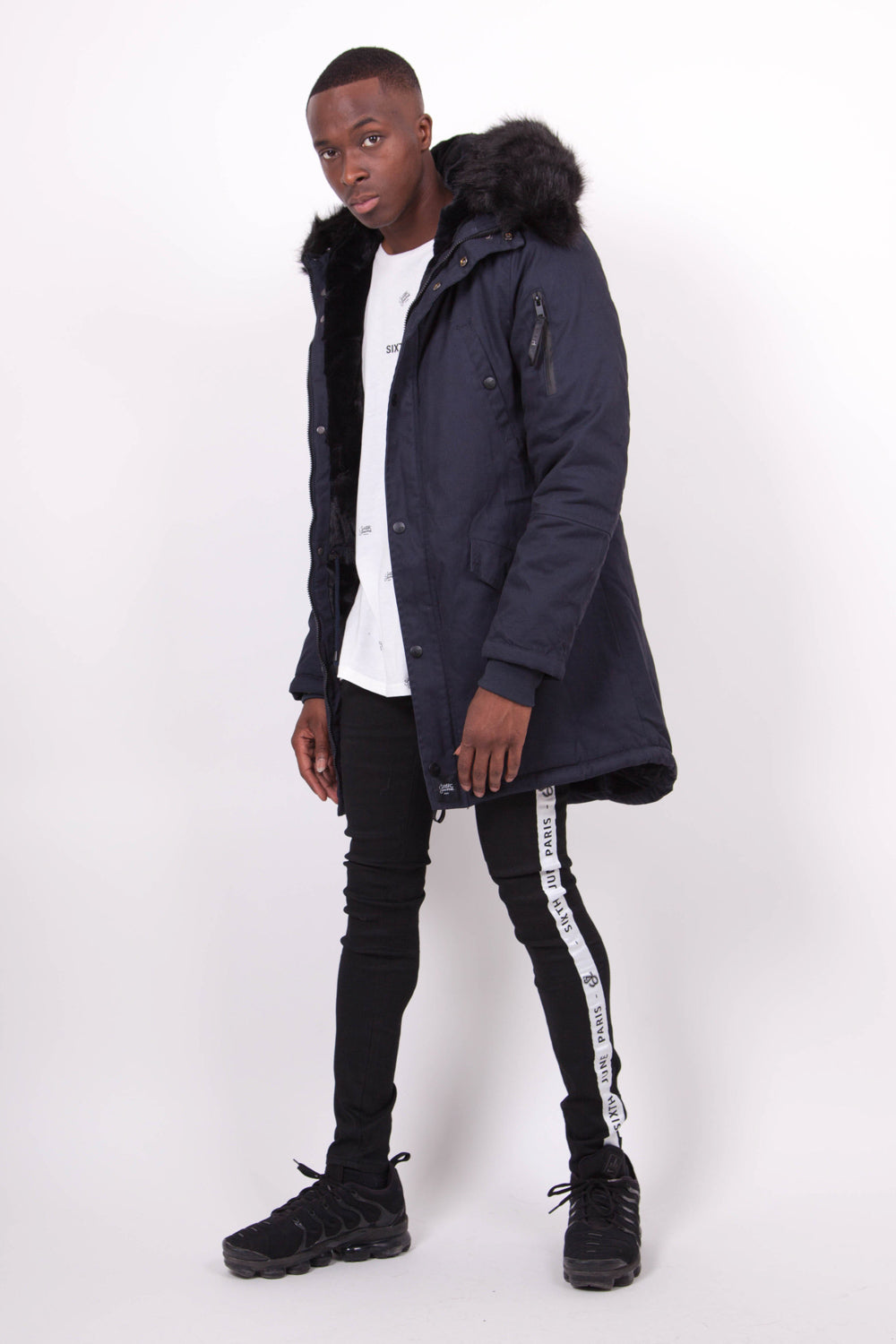 Sixth June - Parka doublure fourrure bleu marine noir