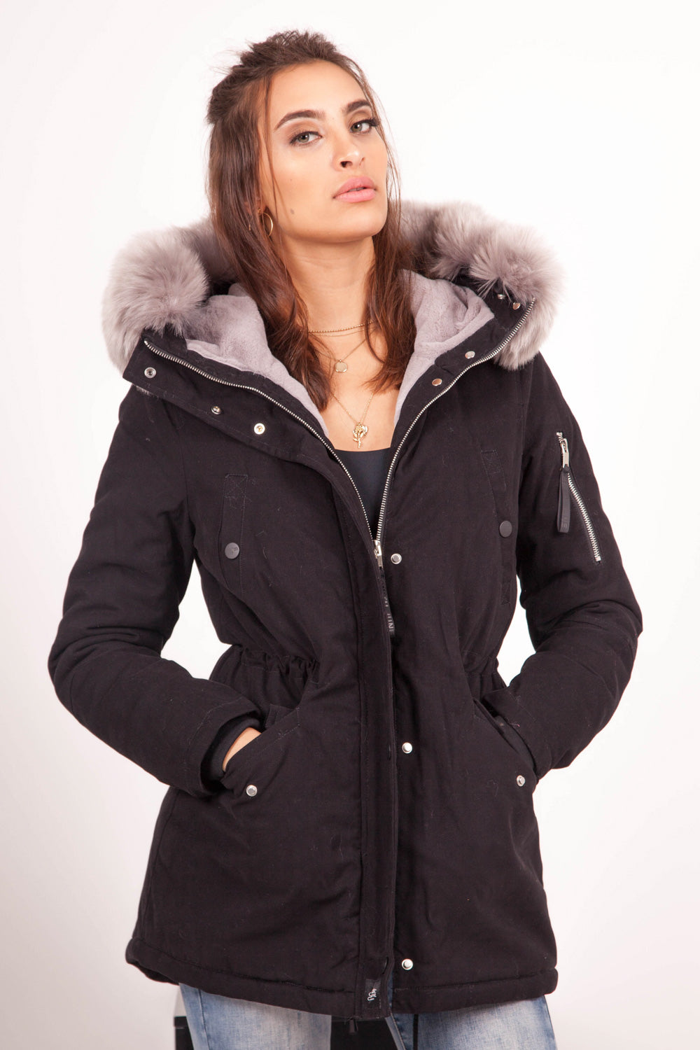 Sixth June - Parka doublure fourrure noir gris
