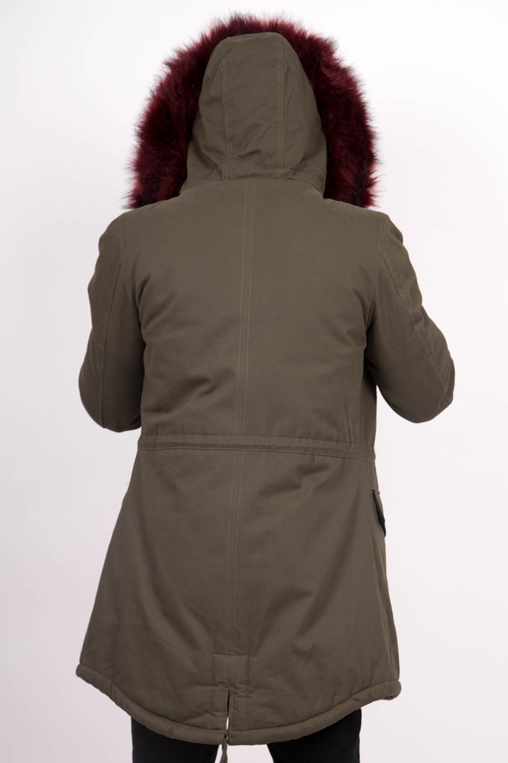 Sixth June - Parka capuche large fourrure kaki bordeaux