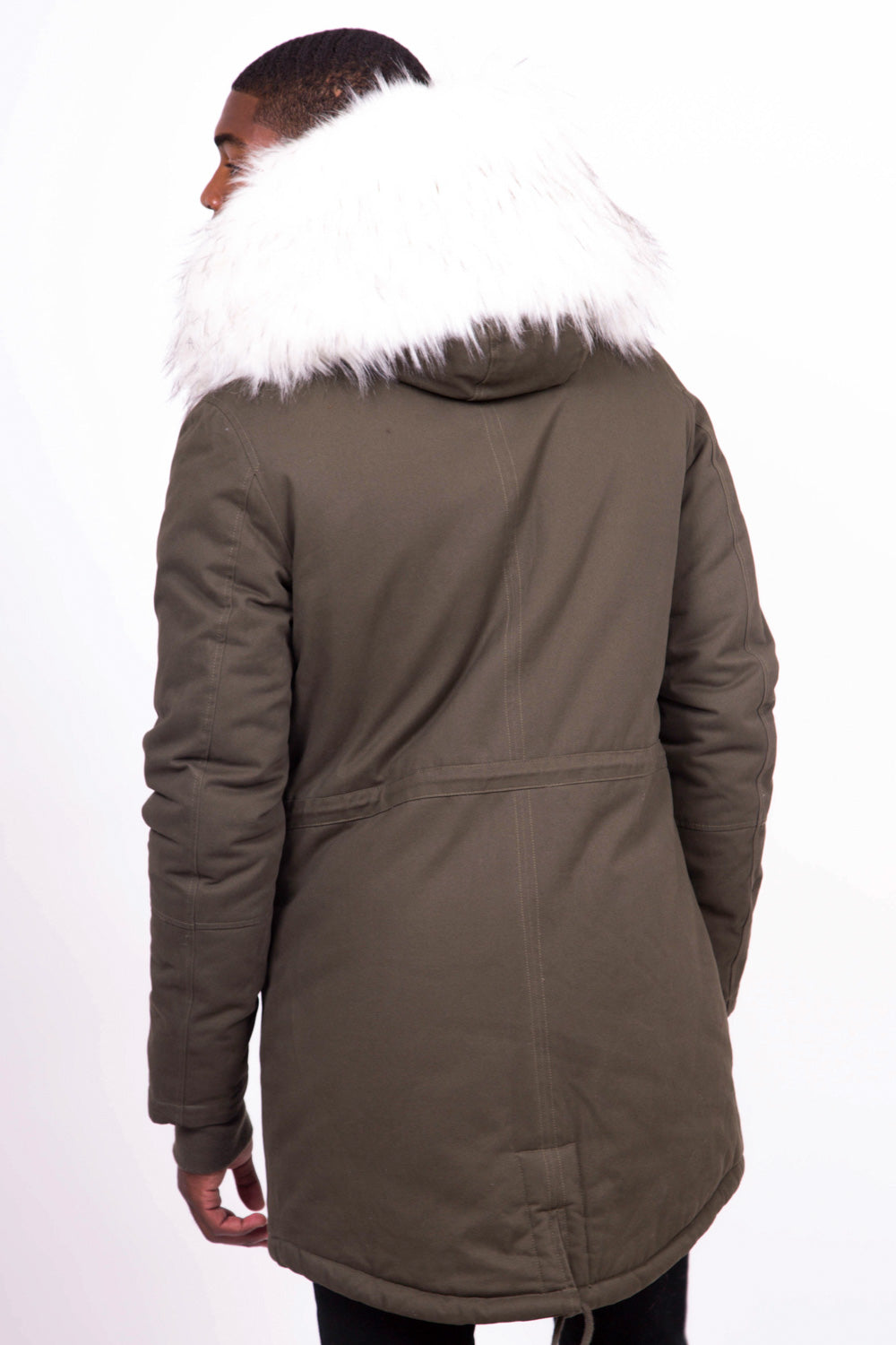 Sixth June - Parka capuche large fourrure kaki blanc