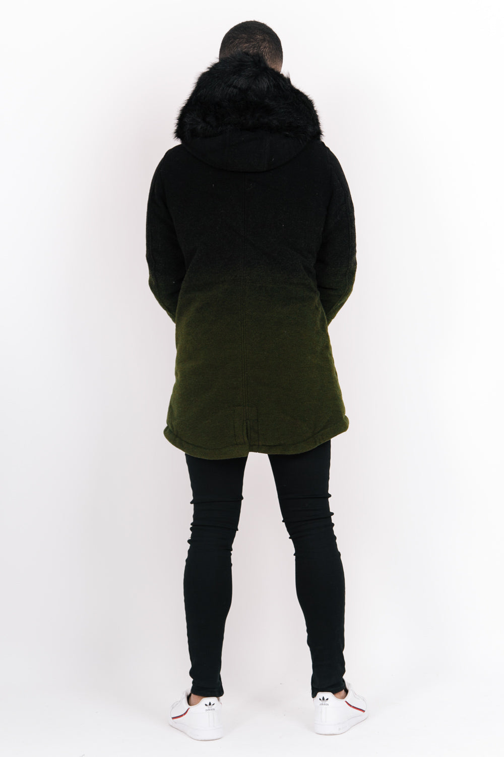 Sixth June - Parka laine tie dye large fourrure kaki noir