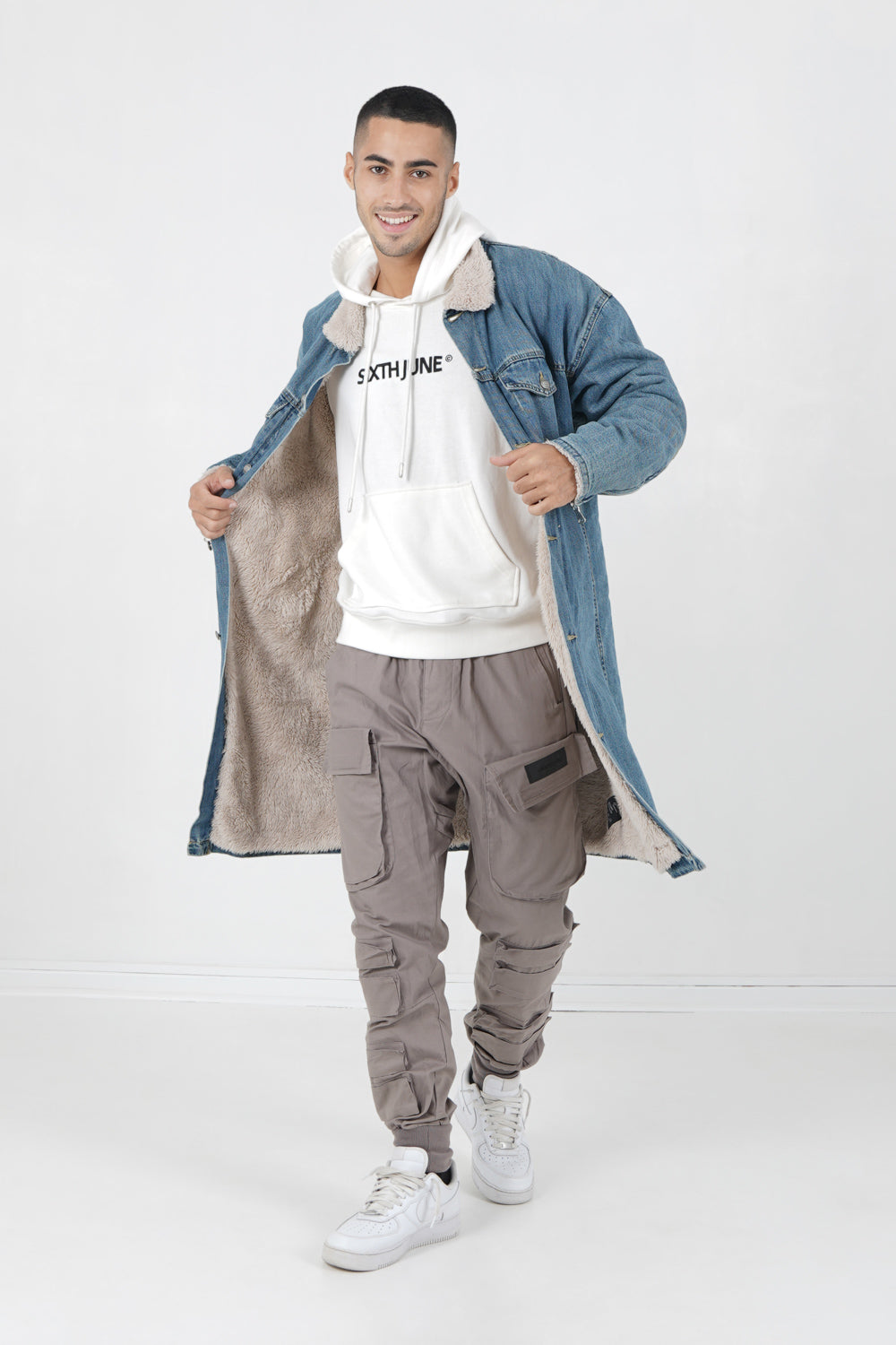 Sixth June - Veste jean longue doublée Bleu