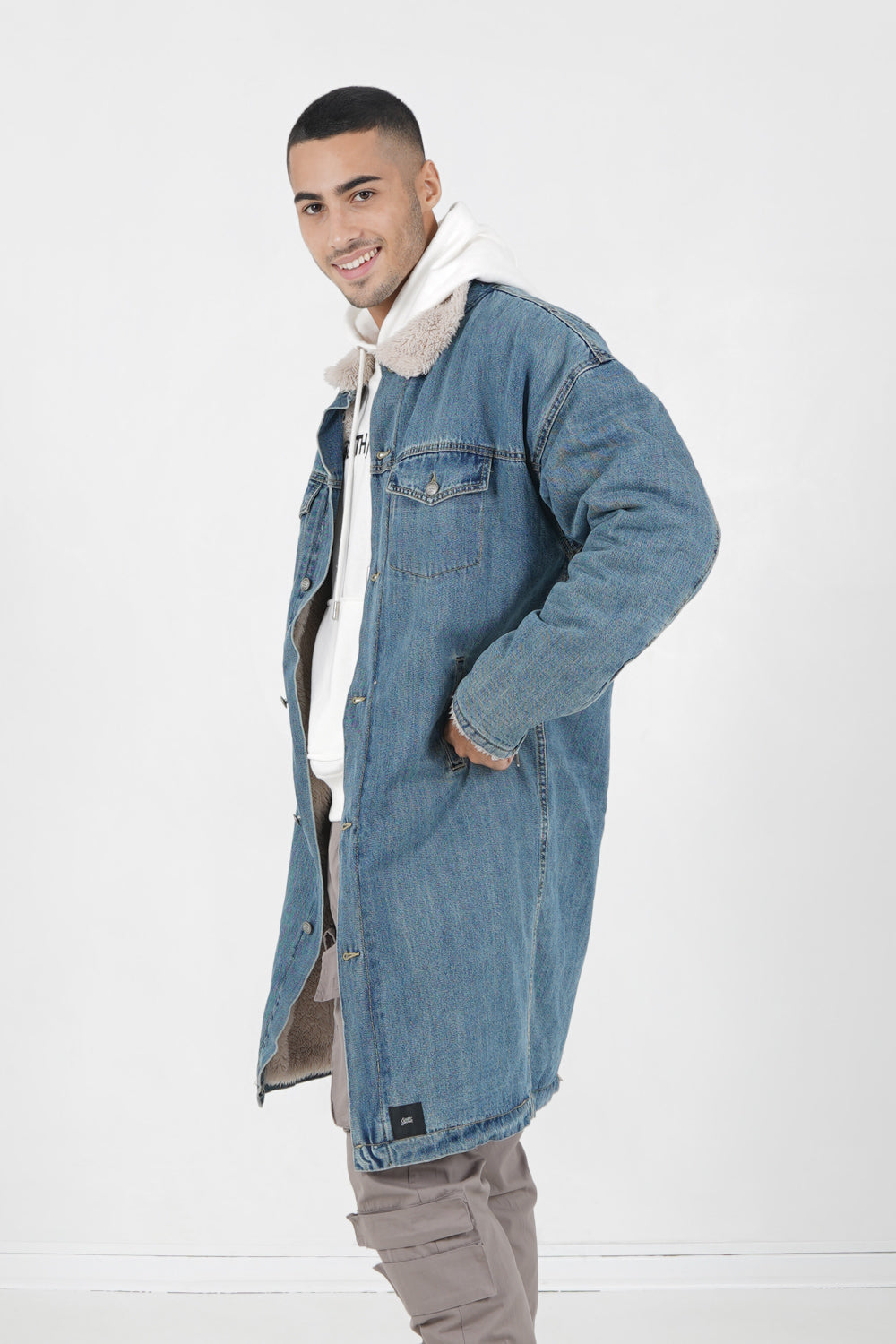 Sixth June - Veste jean longue doublée Bleu