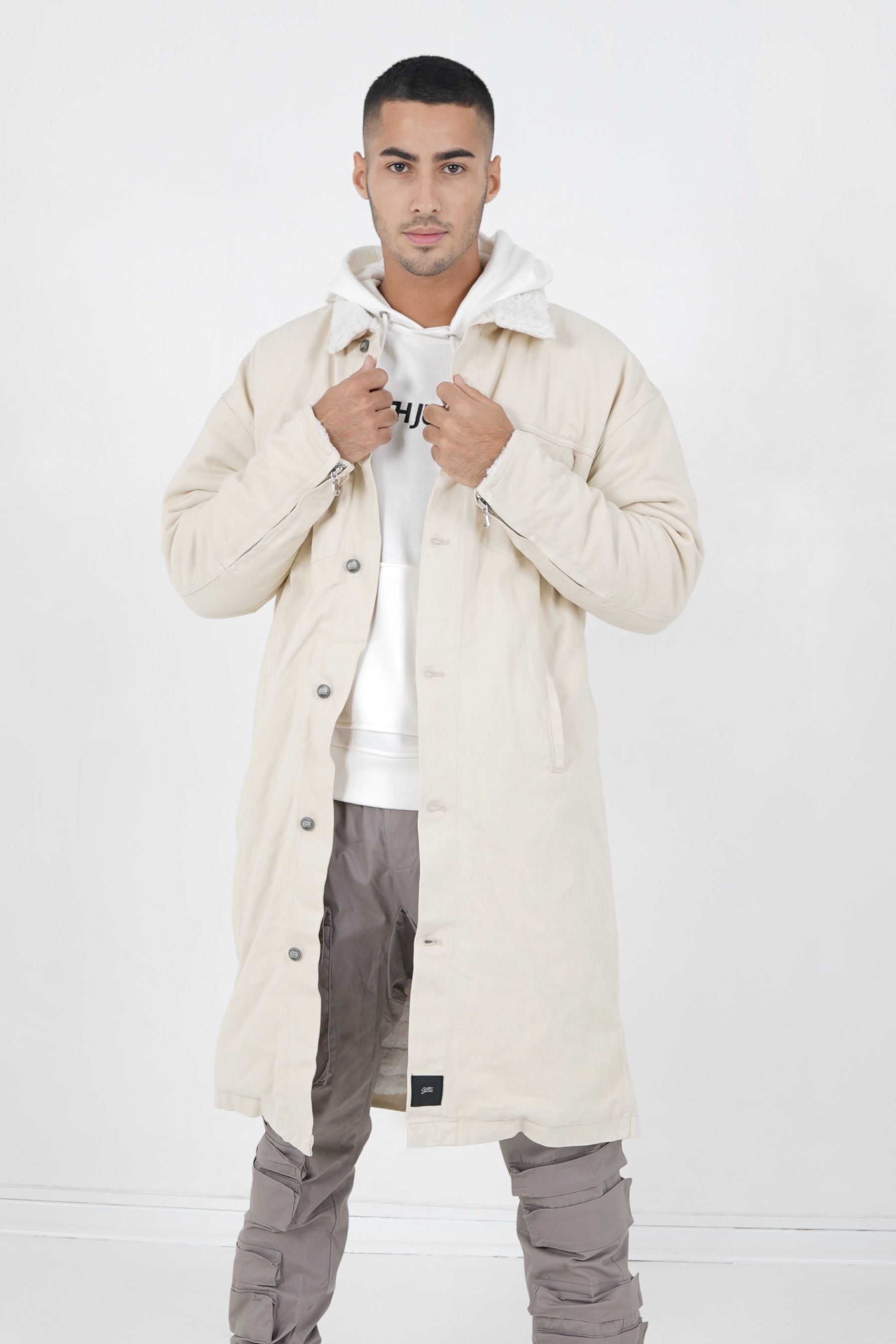 Sixth June - Veste longue jean doublée Beige