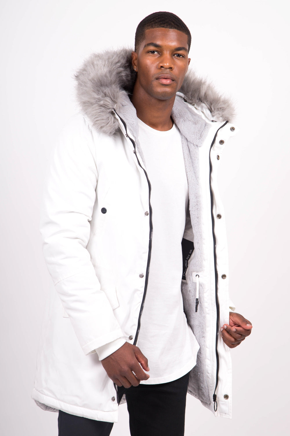 Sixth June - Parka nylon doublure fourrure blanc gris