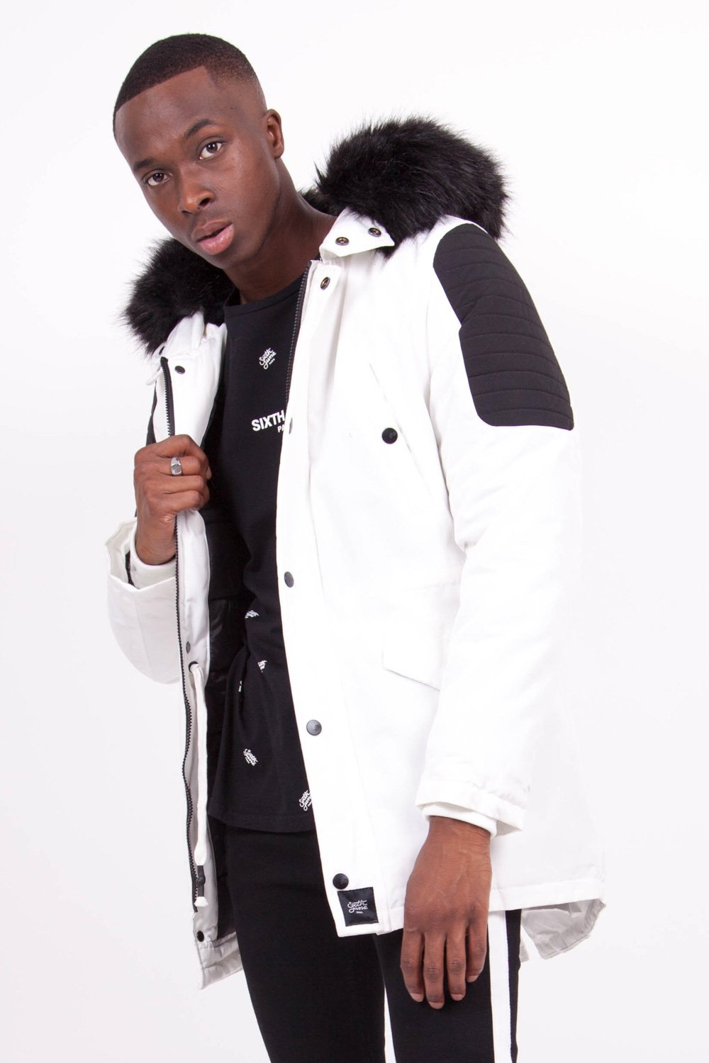 Biker Parka White Black