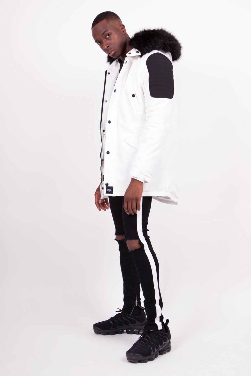 Biker Parka White Black