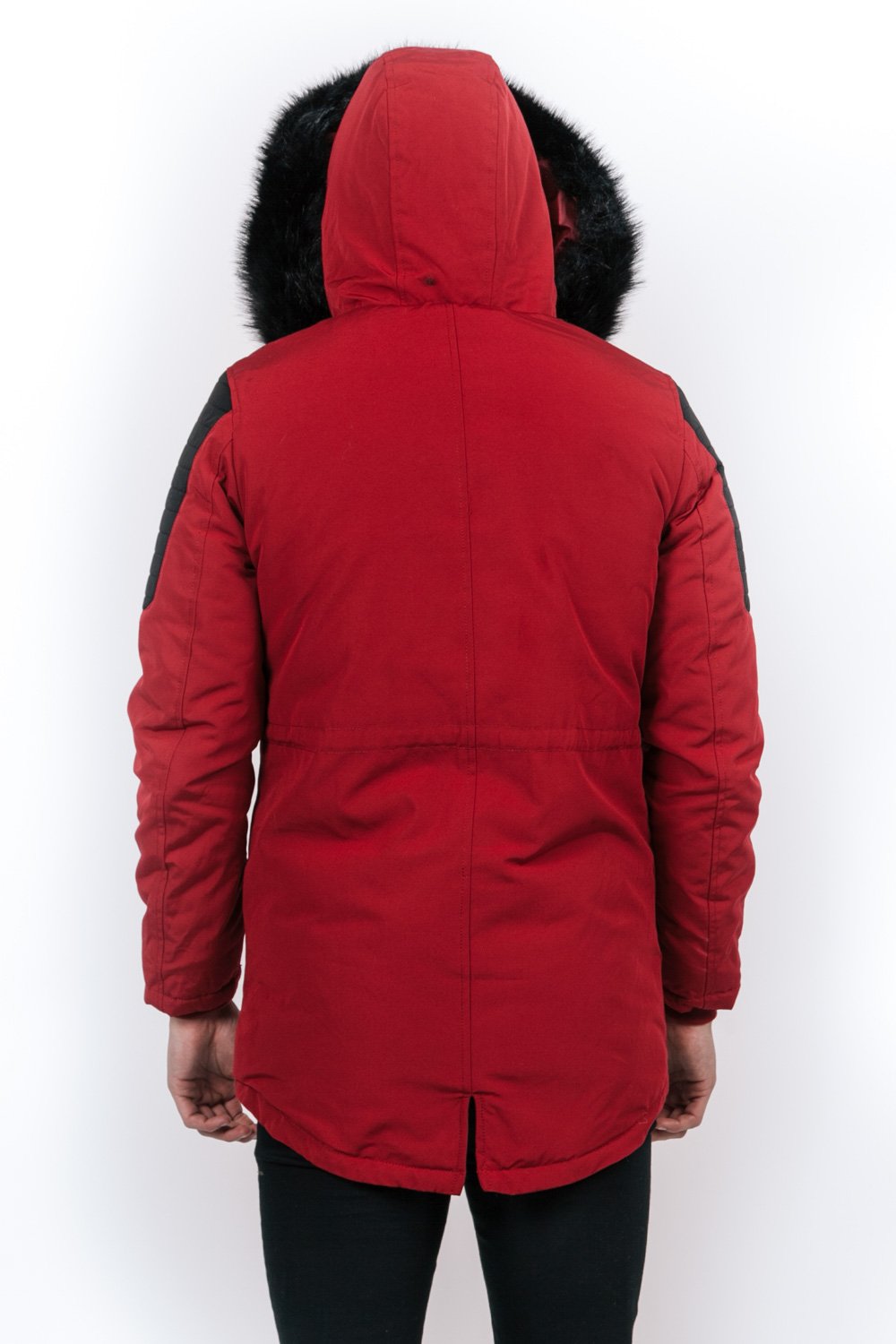 Rot-schwarzer Biker-Parka aus Fell