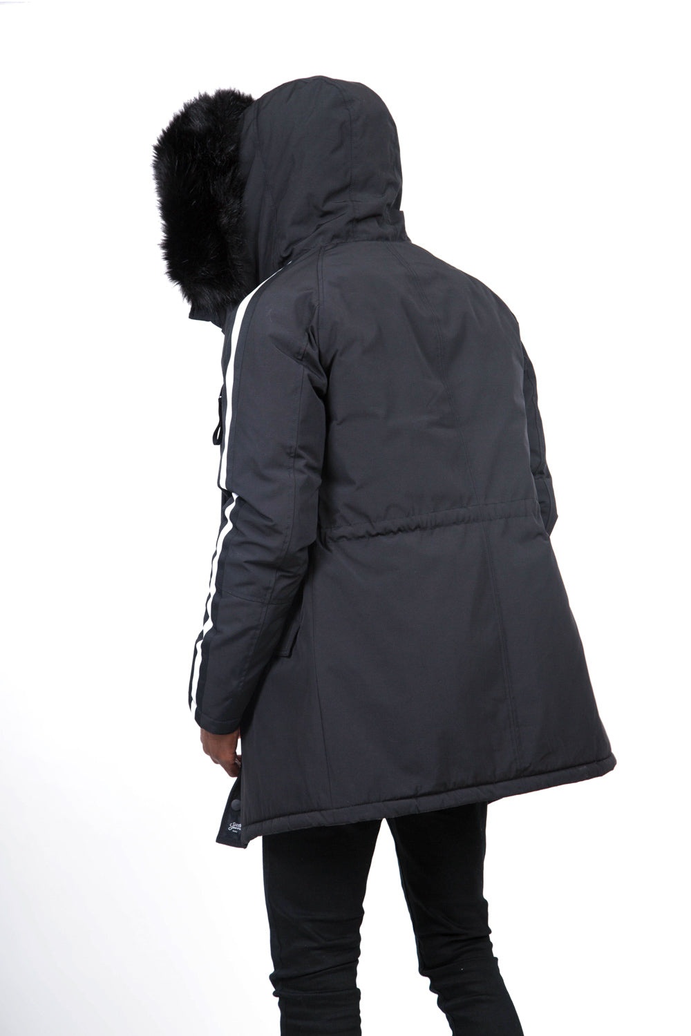 Sixth June - Parka bandes fourrure noir