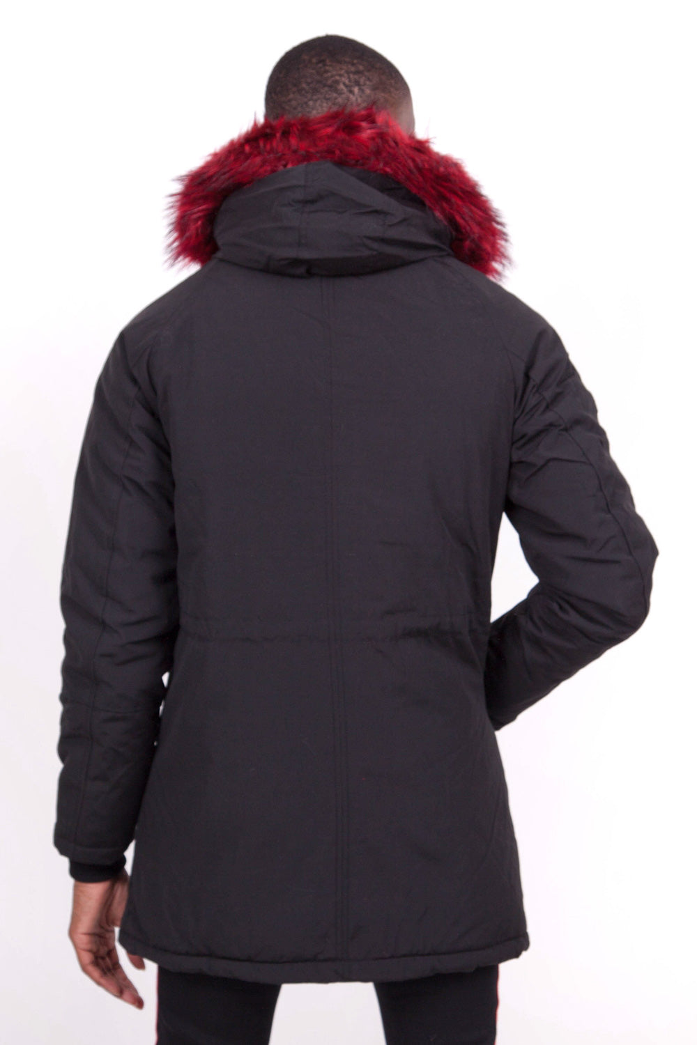 Sixth June - Parka bandes fourrure noir rouge