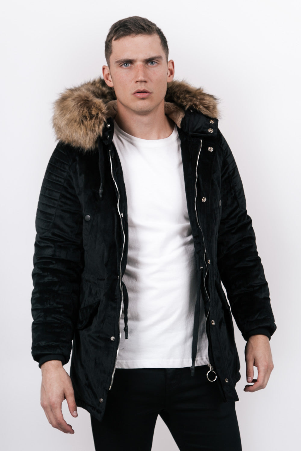 Sixth June - Parka velours fourrure noir beige