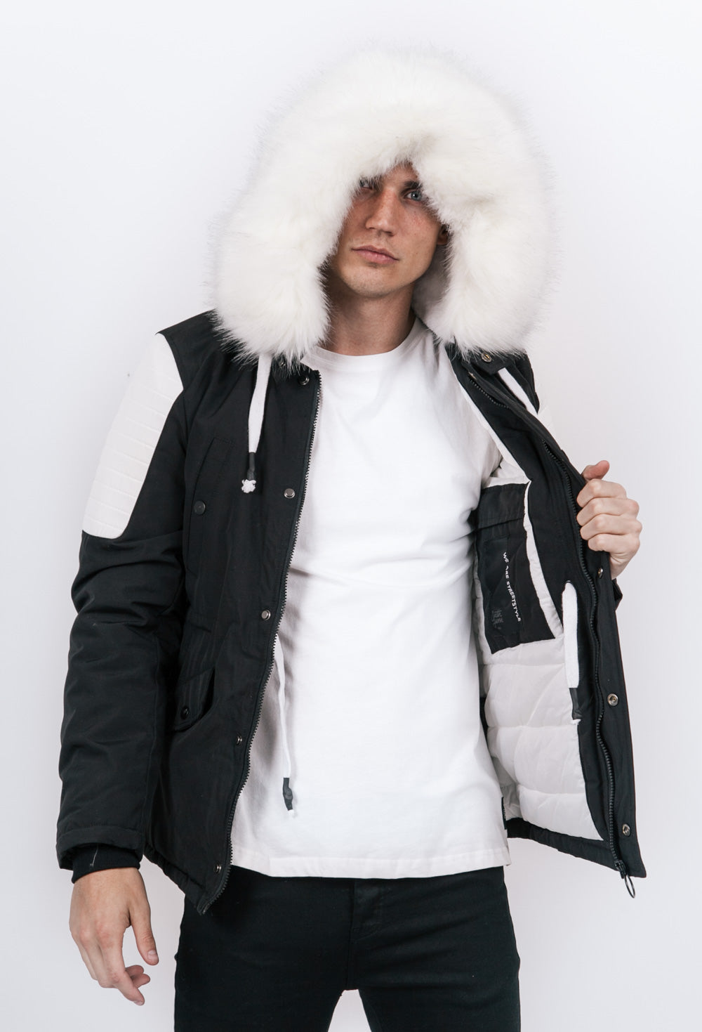 Sixth June - Parka courte biker noir blanc