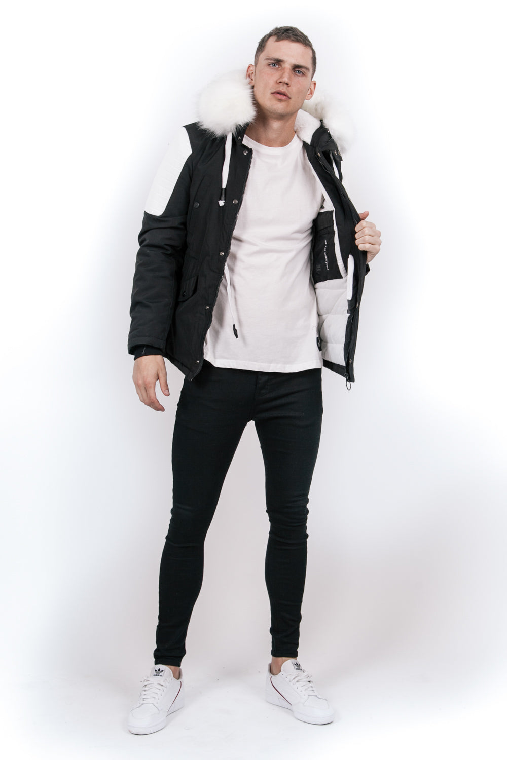 Sixth June - Parka courte biker noir blanc