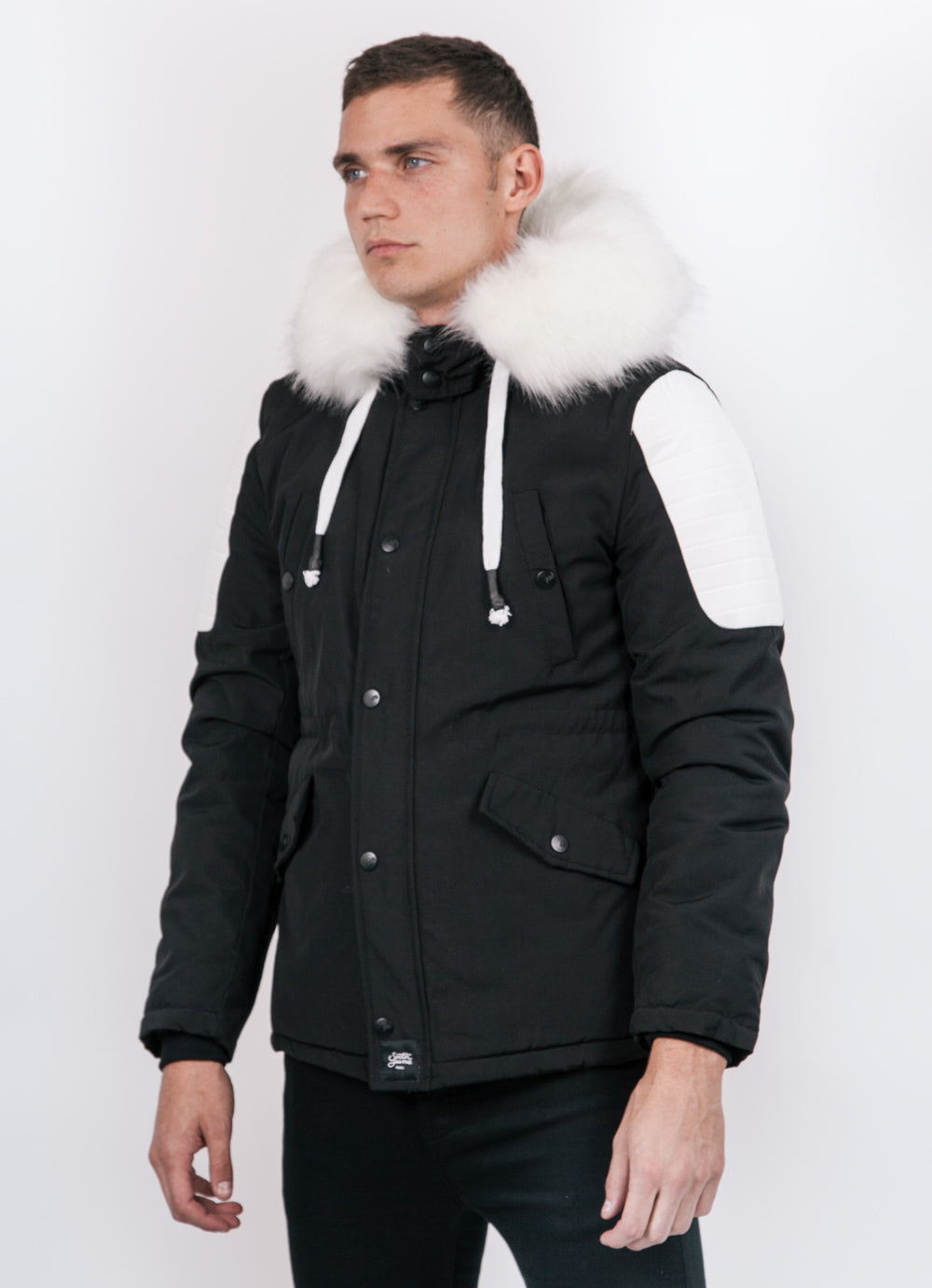Sixth June - Parka courte biker noir blanc